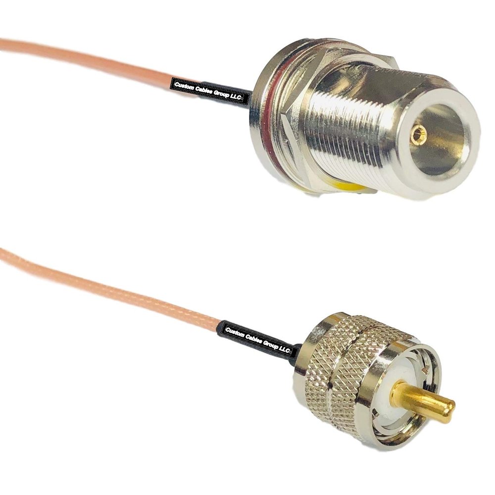 0.5 feet RG316 N Female Bulkhead to PL259 UHF Male RF Pigtail Coaxial Cable
