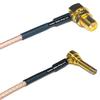 0.5 feet RG316 RP-SMA Female Angle to MS156 Male Angle Long RF Pigtail Coaxial Cable view 1