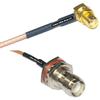 0.5 feet RG316 SMA Female Angle to RP-TNC Female Bulkhead RF Pigtail Coaxial Cable view 1
