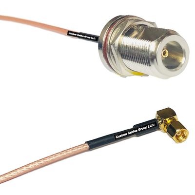 1 feet RG316 N Female Bulkhead to SMC Female Angle RF Pigtail Coaxial Cable