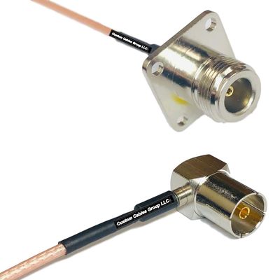 0.5 feet RG316 N Flange Female to DVB Pal Female Angle RF Pigtail Coaxial Cable