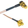 0.5 feet RG316 RP-SMA Female Angle to SMA Female Flange RF Pigtail Coaxial Cable view 1