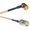 0.5 feet RG316 RP-SMA Male Angle to BNC Female RF Pigtail Coaxial Cable view 1