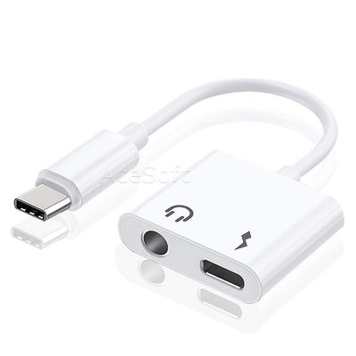 2-in-1 Type C USB 3.1 Type-C to 3.5mm Audio Female Adapter and Type C Port Fast Charging Cable Converter Compatible with Samsung Galaxy S8 Phone