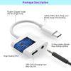 2-in-1 Type C USB 3.1 Type-C to 3.5mm Audio Female Adapter and Type C Port Fast Charging Cable Converter Compatible with Samsung Galaxy S8 Phone view 3