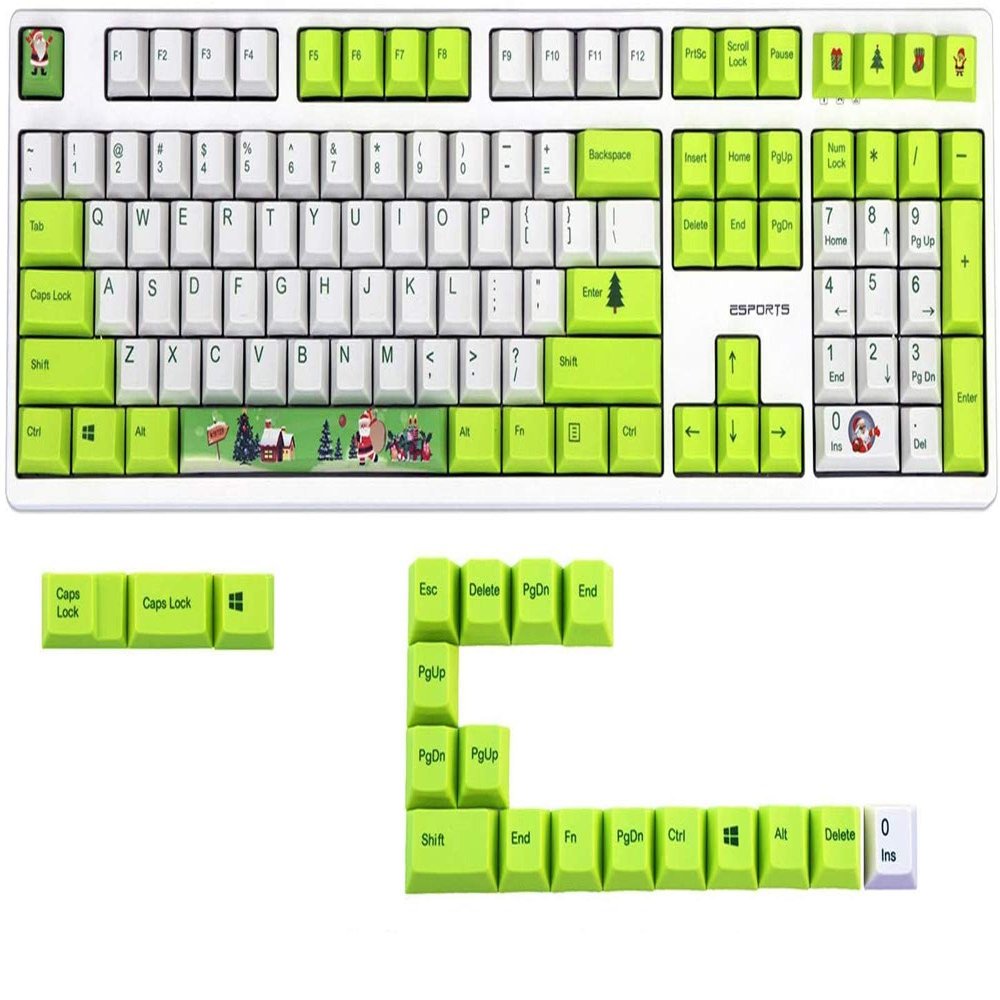 108/127 Keys Christmas OEM Profile Dye Sublimation PBT Keycaps for Cherry RGB MX Mechanical Keyboard Gaming Replace (108 Keys)