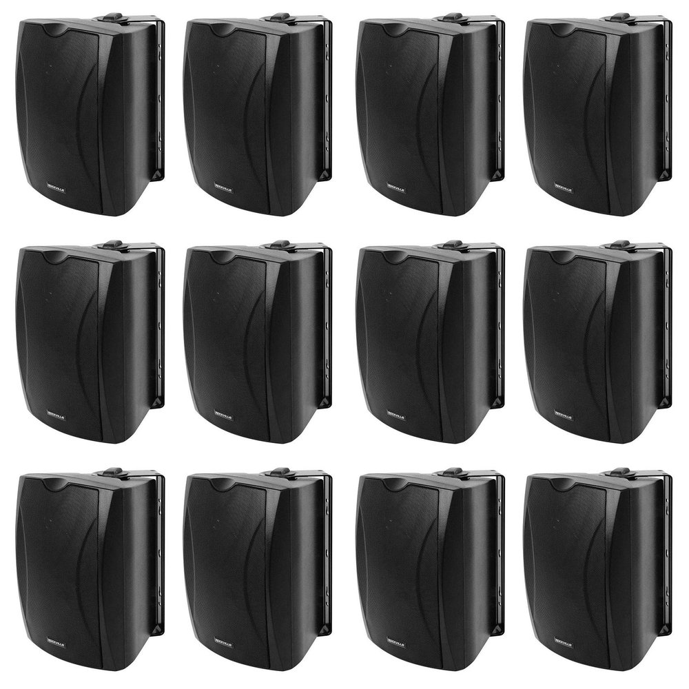 Rockville WET-5B 70V/100V 5.25 in IPX55 Commercial Indoor Outdoor Wall Speaker, Black, Weather Resistant for Restaurants, Patios, and Retail Audio, 12-Piece