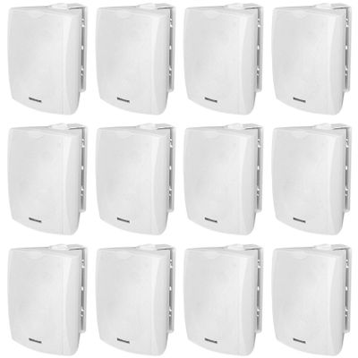 Rockville WET-6W 6.5-in 70V/100V Indoor/Outdoor Wall Speaker, IPX55, Swivel Bracket, Aluminum Grill, White, 50W RMS at 8-Ohm, for Commercial installs and Restaurants, 12-Piece