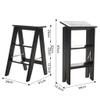 XWZJY Moveable 3 Steps Ladder Thickening Wooden Stairs Chair Folding Step Stool for Living Room/Kitchen/Balcony,Max Load 150kg (Color : Black) view 2