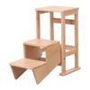 XWZJY Kitchen High Stool Bench,Attic Office Stair Stool Chair,Foldable 3 Step Wood Ladder with Tread Safety Non-Slip,Home Garden Tool,2 Color Optional view 1