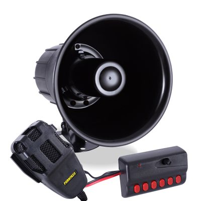 6 Tone Sound Car Siren Vehicle Horn w/Mic PA Speaker System Emergency Sound Amplifier, 30W Emergency Sounds Electric Horn-Hooter, Ambulance, Siren, Traffic Sound, PA Microphone System-Pyle PSRNTK23.5