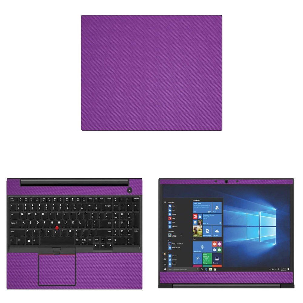 Decalrus - Protective Decal for Lenovo ThinkPad E595 (15.6" Screen) Laptop Purple Carbon Fiber Skin case Cover wrap CFlenovoThinkpad15_E595Purple