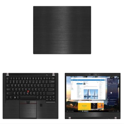 Decalrus - Protective Decal for Lenovo ThinkPad T490 (14" Screen) Laptop Black Texture Brushed Aluminum Skin case Cover wrap BAlenovoThinkpad14_T490Back