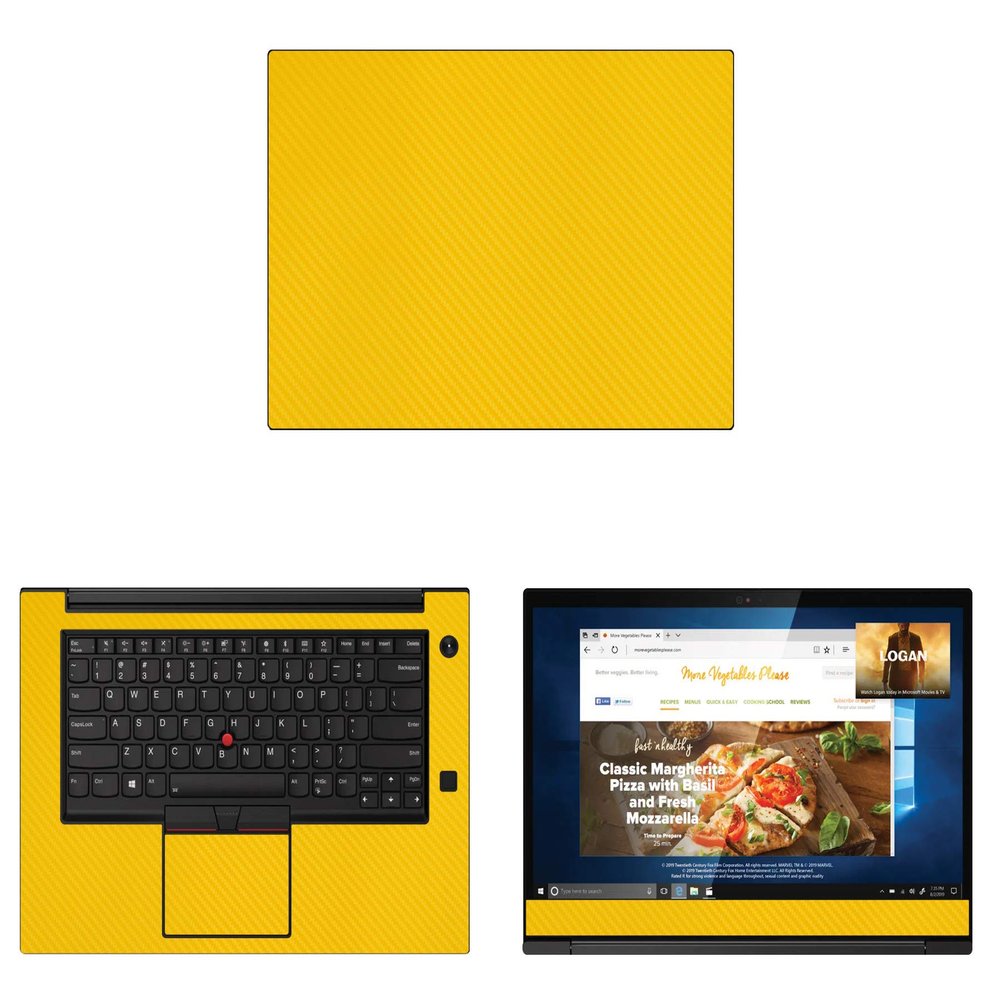 Decalrus - Protective Decal for Lenovo ThinkPad X1 Extreme (2nd Gen.) (15.6" Screen) Laptop Yellow Carbon Fiber Skin case Cover wrap CFlenovoThnkpdX1extreme_2genYellow
