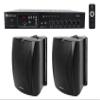 Rockville Commercial Audio Bundle: (2) WET-6B 70V 6.5" IP55 Indoor/Outdoor Wall Black Speakers, RCS80-1 60-Watt 70V Amplifier, Bluetooth Connectivity, 3-Items view 1