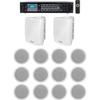 Rockville RCS180-6 Bundle: 6-Zone 70V/100V Commercial Amplifier w/Bluetooth, (2) WET-6W 6.5" IPX55 Wall Speakers, (12) CCL6T 6" 70V Ceiling Speakers, for Restaurant/Office, 6-Items view 1
