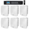 Rockville RCS180-6 Bundle: 184W 6-Zone 70V/100V Bluetooth Commercial Amplifier & (6) 5.25 in 40W RMS WET-5W IPX55 White Indoor/Outdoor Wall Speakers with ABS Cabinets & Swivel Brackets, 7-Items view 1