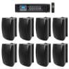 Rockville Commercial Bundle: (8) WET-6B 6.5" IP55 Indoor/Outdoor Black Wall Speakers, RCS180-6 180-Watt 6-Zone 70V Amplifier with Bluetooth for Restaurant/Office/Cafe/Bar 9-Items view 1
