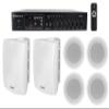 Rockville RCS80-1 Bundle: 70V/100V Commercial Amplifier Bluetooth Receiver 60W RMS, 80W 4-Ohm Output, (2) WET-6W 6.5" IPX55 Wall Speakers White, (4) CCL5T White 5" 70V Ceiling Speakers, 7-Items view 1