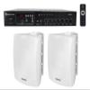 Rockville WET-5W White Bundle: (2) 70V 5.25-in IPX55 Indoor/Outdoor Wall Speakers, RCS80-1 60W 70V Commercial Bluetooth Amplifier Receiver, for Restaurants, Cafes, and Offices, 3 Items view 1