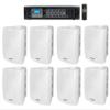 Rockville WET-5W RCS180-6 Bundle: 8 5.25 in 40W RMS / 70W Peak 8 70V IPX55 Commercial Wall Speakers White, RCS180-6 180-Watt 6-Zone 70V Bluetooth Mixer Amplifier 120V, 9-Items view 1