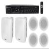 Rockville WET-5W White Bundle: (2) 5.25-in IPX55 Indoor/Outdoor Wall Speakers, (4) CCL5T 70V 5-in Ceiling Speakers, RCS80-1 60W Bluetooth Commercial Amplifier/Receiver, 7-Items view 1