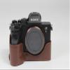 A7R IV Case, BolinUS Handmade PU Leather Half Camera Case Bag Cover Bottom Opening Version for Sony Alpha A7R IV with Hand Strap (Coffee) view 1