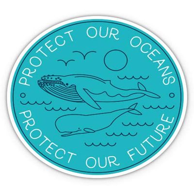 Protect Our Oceans - 3" Vinyl Sticker - for Car Laptop I-Pad Phone Helmet Hard Hat - Waterproof Decal