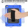 360 Rotating CAse Compatible with iPad 10.2 inch 2020 2019 8th 7th Generation case with Pencil Holder Kickstand Shockproof Heavy Duty with Shoulder Strap Hand Strap,Blue+Black view 3