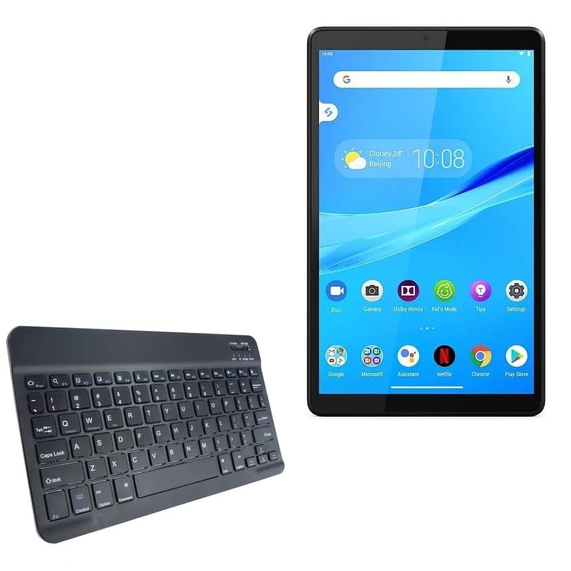 BoxWave Keyboard Compatible with Lenovo Tab M8 Row - SlimKeys Bluetooth Keyboard, Portable Thin with Chiclet-Style Keys - Jet Black