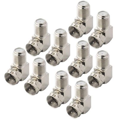 onelinkmore Coaxial Cable Right Angle Connector F Type Female to Male Adapter Coax Connector F Male to F81 Female Extender F Pin RG6 Adapter for Wall Plates Coax 90 Degree Pack of 10