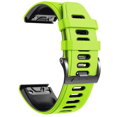 NotoCity Compatible with Fenix 6X Watchbands Silicone Sport Watch Strap for Fenix 5X/5X Plus/ 6X Pro/7X/ 3/3 HR/Tactix/Descent MK1/D2 Delta PX (Green-Black)