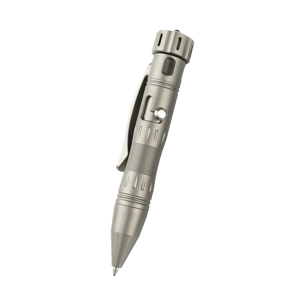 MecArmy TPX10 Mini Titanium Bolt Action Tactical Pen with Replaceable Refill, Small EDC Tactical Pen with Stress-Relief Spinner Tail for Office Lightweight for Daily Carry (Titanium Sandblasted)