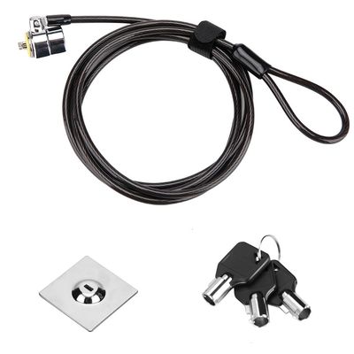 LORADAR Laptop Cable Lock - 6.7Ft Security Cable with Adhesive Anchors - Compatible for Tablets, Laptops, iMac & Other Devices - 3 Keys (Keyed Different)