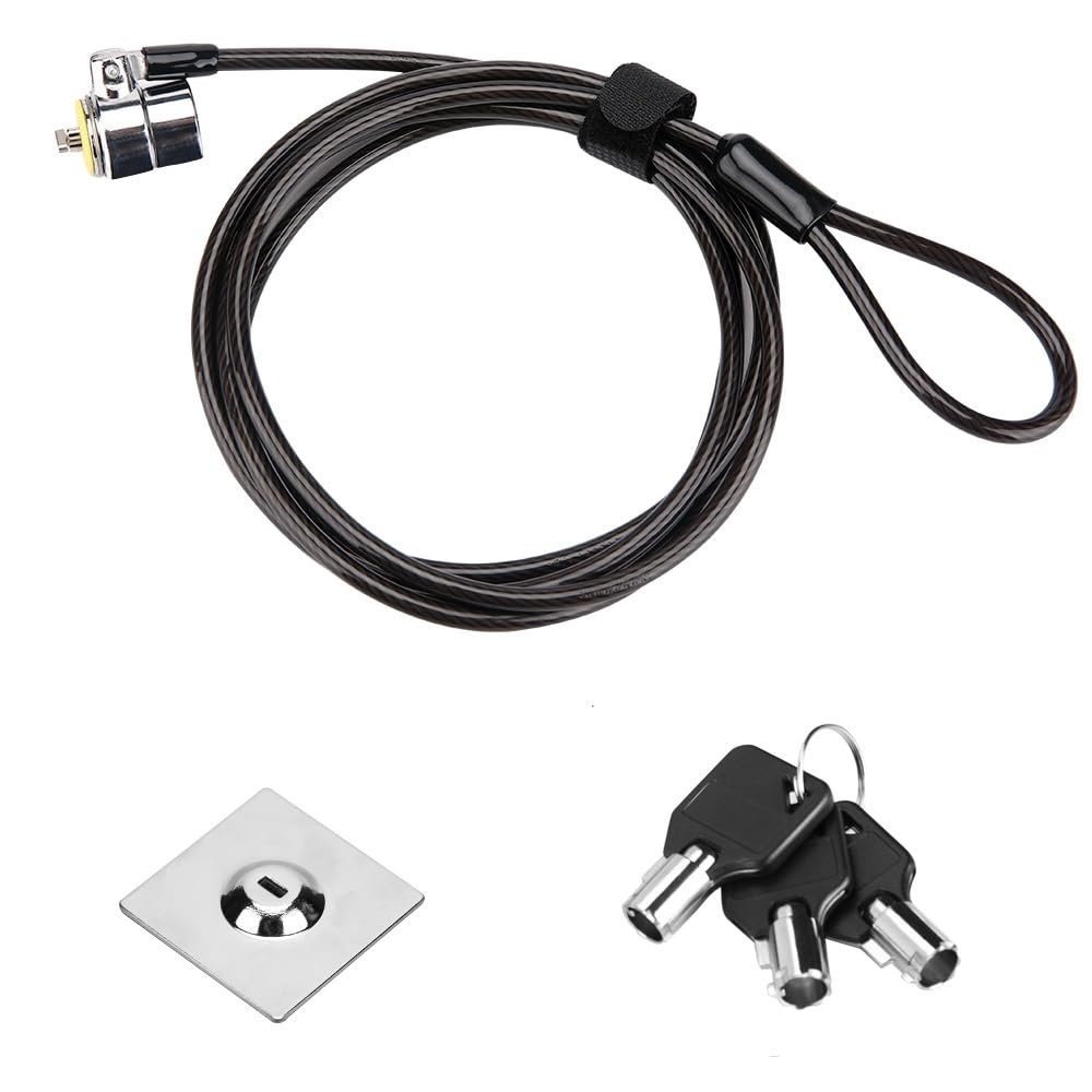 LORADAR Laptop Cable Lock - 6.7Ft Security Cable with Adhesive Anchors - Compatible for Tablets, Laptops, iMac & Other Devices - 3 Keys (Keyed Different)
