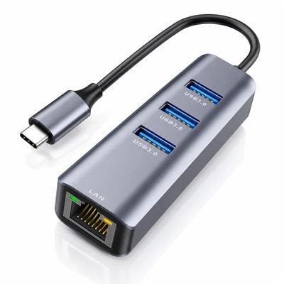 ABLEWE USB C to Ethernet Adapter, 4-in-1 RJ45 to USB-C/Thunderbolt 3 to Gigabit Ethernet LAN Network Adapter for MacBook Pro/Air 2023/2024, iPad Pro, iPhone 15/16 Pro/Max, Chromebook, XPS,Surface Book
