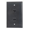BUPLDET 2 Port Ethernet Wall Plate Black- Single Gang Cat6 RJ45 Ethernet Cable Wall Plate Female to Female Faceplate view 1