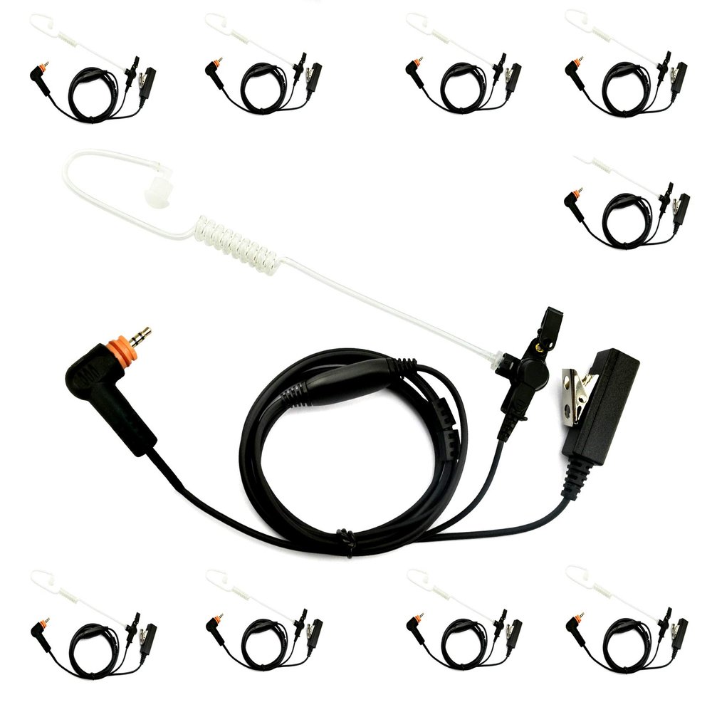[10-Pack] ProMaxPower 2-Wire FBI Style Acoustic Tube Earpiece with PTT Mic Compatible with Motorola Radios PMLN7157A, SL1K, SL2K, SL1M, SL300, SL3500e, SL4000e, SL7000, SL8550