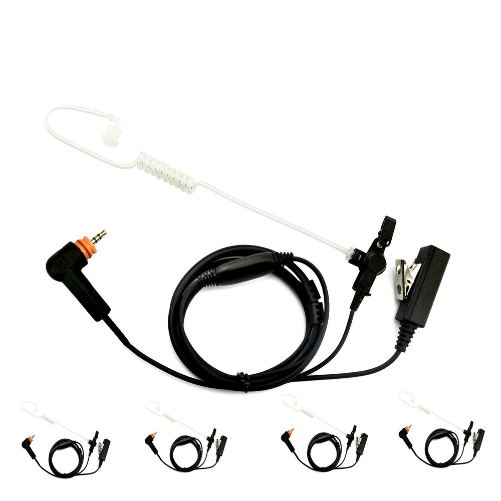 [5-Pack] ProMaxPower 2-Wire FBI Style Acoustic Tube Earpiece with PTT Mic Compatible with Motorola Radios PMLN7157A, SL1K, SL2K, SL1M, SL300, SL3500e, SL4000e, SL7000, SL8550