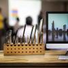 Prosumer's Choice Multi Device Charging Station - Bamboo Charging Dock and Cord Organizer for 10 Devices - Bamboo Desk Organizer Rack with Cable Box for Power Strip Storage, Phones and Tablets view 4