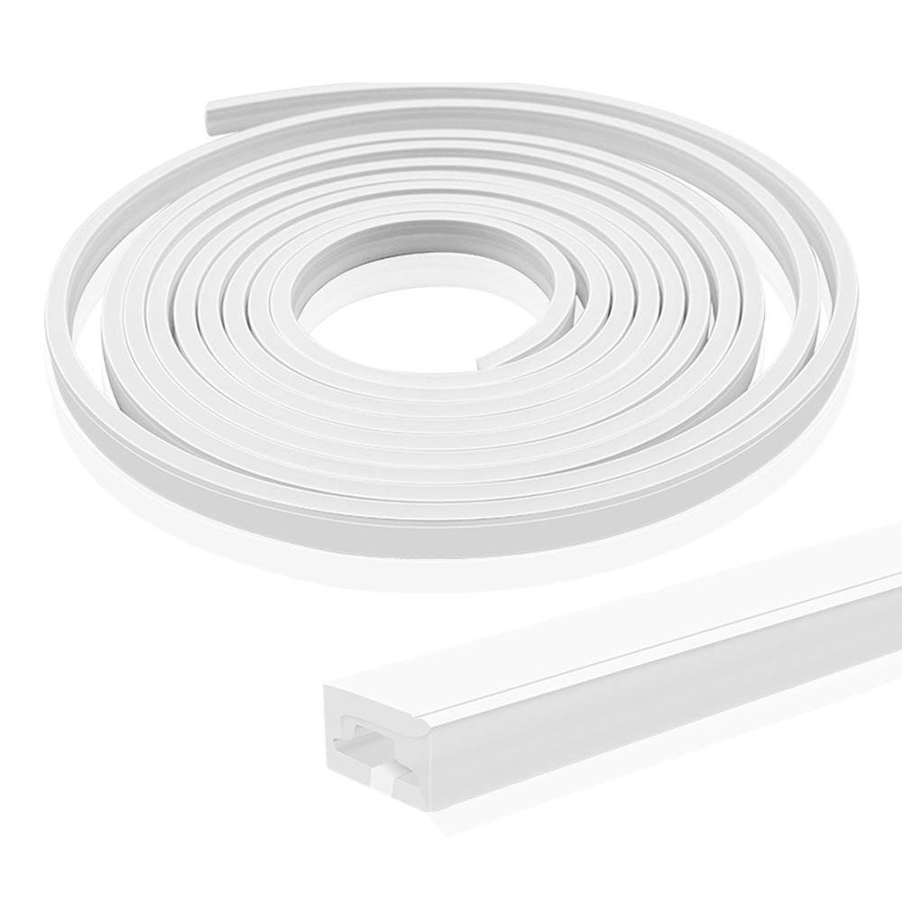 BIRRAY 16.4FT/5M Silicone LED Strip Channel, 6x12mm Flexible LED Diffuser Tube for LED Strips Up to 8mm, IP67 Waterproof LED Channel Cover with Accessories for Indoor & Outdoor Lighting