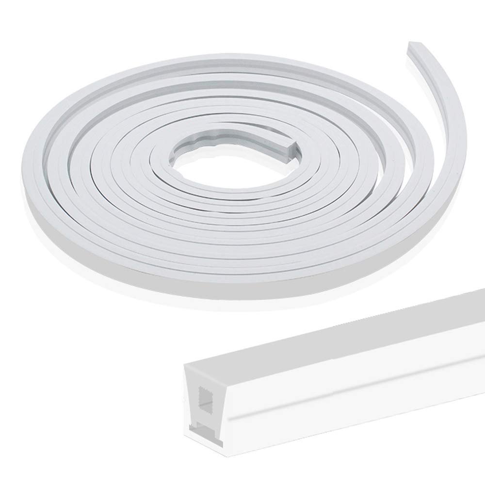 BIRRAY 16.4FT/5M Silicone LED Strip Channel, 16x16mm Flexible LED Diffuser Tube for LED Strips Up to 12mm Wide, IP67 Waterproof Channel Cover with Mounting Accessories for Indoor & Outdoor Lighting