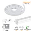 BIRRAY 16.4FT/5M Silicone LED Strip Channel, 16x16mm Flexible LED Diffuser Tube for LED Strips Up to 12mm Wide, IP67 Waterproof Channel Cover with Mounting Accessories for Indoor & Outdoor Lighting view 2