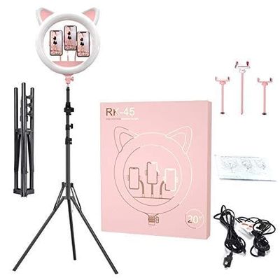 20 Inch LED Professional Cute Cat Ear Live broadcast Light Live Streaming Ring Light Studio Photography Tattoo Fill Light (01)