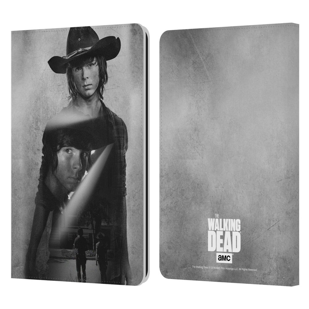 Head Case Designs Officially Licensed AMC The Walking Dead Carl Double Exposure Leather Wallet Case Compatible with Kindle Paperwhite 1/2 / 3