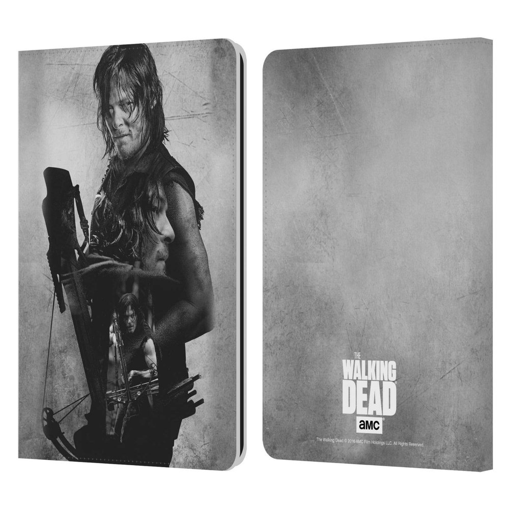 Head Case Designs Officially Licensed AMC The Walking Dead Daryl Double Exposure Leather Wallet Case Compatible with Kindle Paperwhite 1/2 / 3