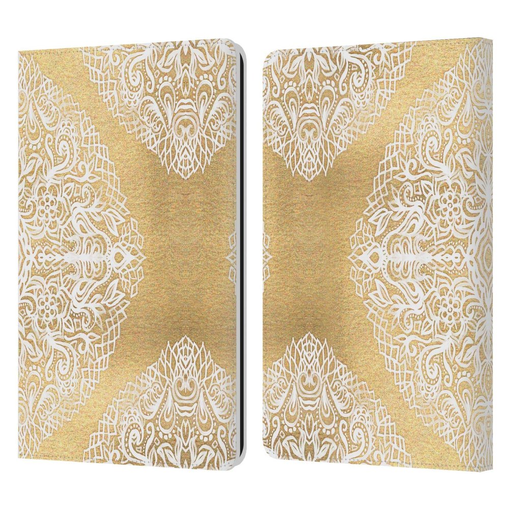 Head Case Designs Officially Licensed Micklyn Le Feuvre White Gouache Floral Patterns Leather Wallet Case Compatible with Kindle Paperwhite 1/2 / 3
