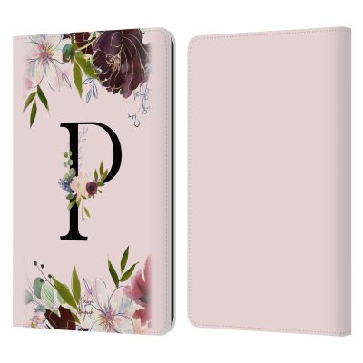 Head Case Designs Officially Licensed Nature Magick Letter P Floral Black Monogram 2 Leather Wallet Case Compatible with Kindle Paperwhite 1/2 / 3