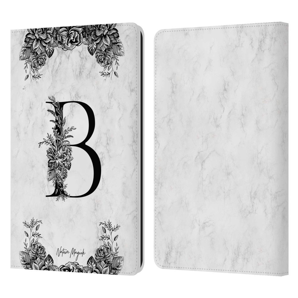 Head Case Designs Officially Licensed Nature Magick Letter B B&W Marble Monogram 1 Leather Wallet Case Compatible with Kindle Paperwhite 1/2 / 3