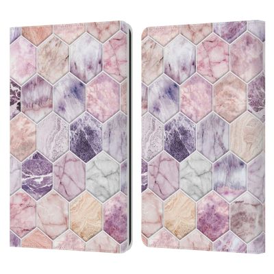 Head Case Designs Officially Licensed Micklyn Le Feuvre Rose Quartz and Amethyst Stone and Hexagon Tile Marble Patterns Leather Wallet Case Compatible with Kindle Paperwhite 1/2 / 3